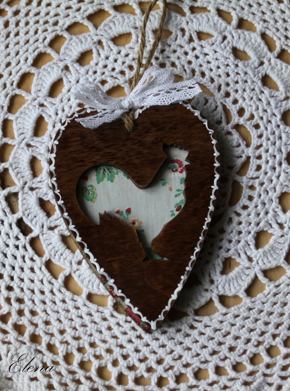 Подвеска-сердце Петух