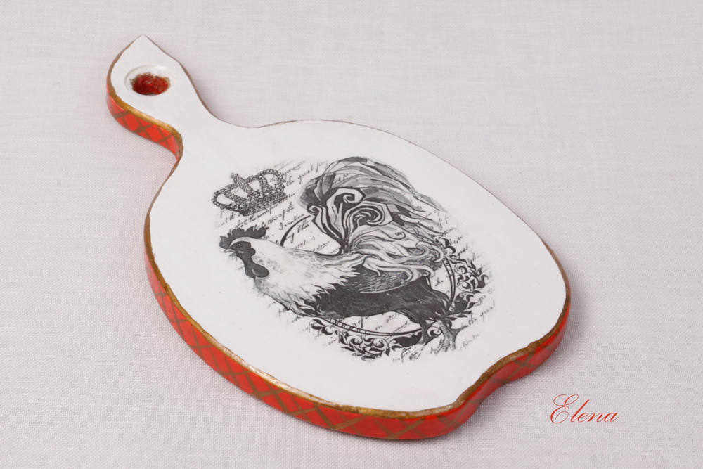 Доска Петух монохромный